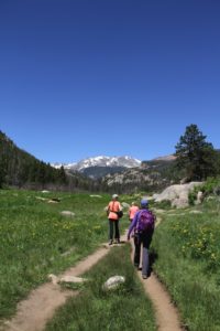 Meandering Cub Lake Trail with a view of the high peaks, Rocky Mountain National Park